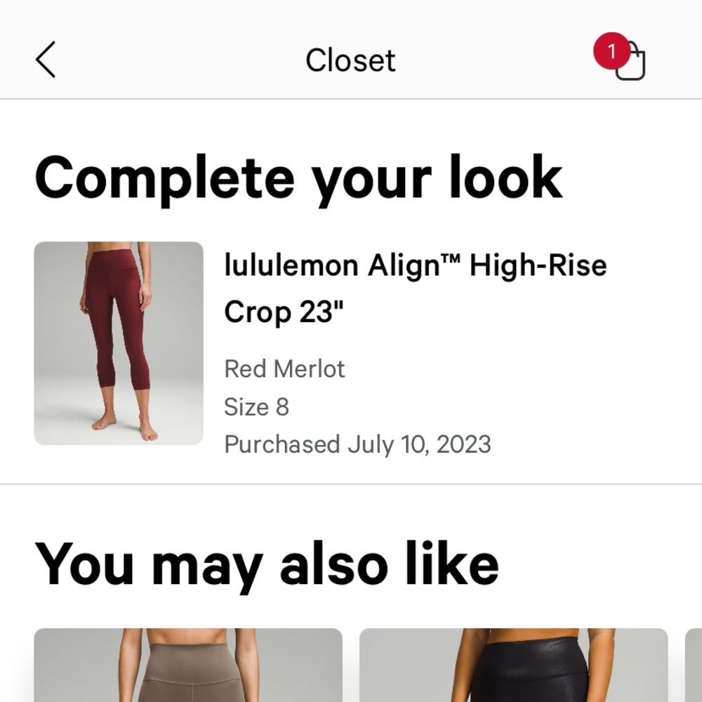 NWOT Lululemon align high rise crop 23 inches size 8 red merlot